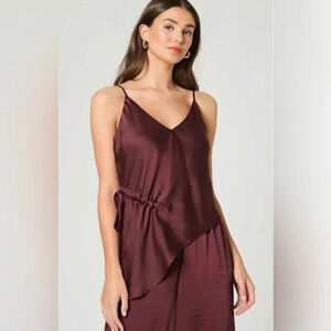 Guido Maria Kretschmer Satin Silky Brown Asymmetrical Camisole Top Size EU 38 M